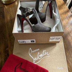 T-Strap Suede and Leather Christian Louboutins. Size 7